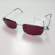 Lunettes de soleil Y2K Rectangulaires Sans Monture Verres Bordeaux Branches Fine