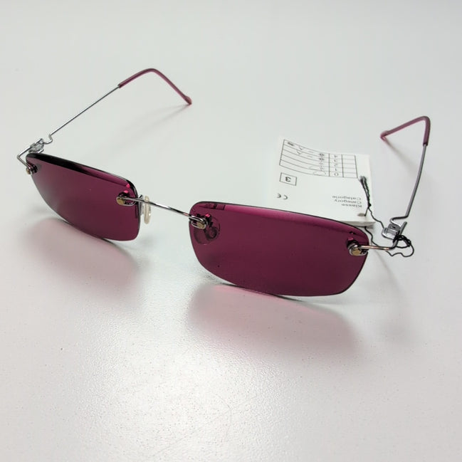 Lunettes de soleil Y2K Rectangulaires Sans Monture Verres Bordeaux Branches Fine