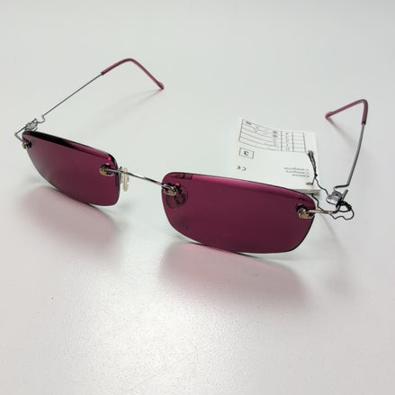 Lunettes de soleil Y2K Rectangulaires Sans Monture Verres Bordeaux Branches Fine