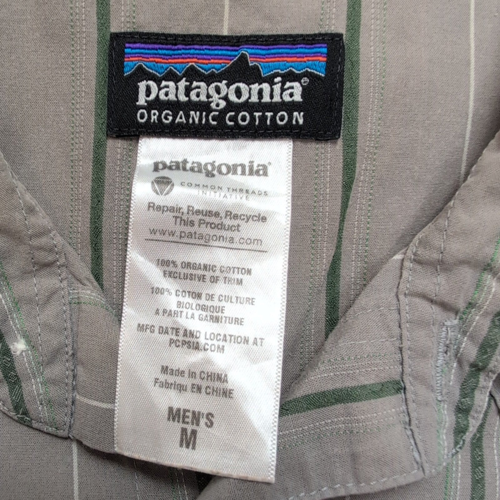 Chemise Patagonia modèle Western coton biologique grise rayures vertes M