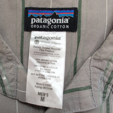 Chemise Patagonia modèle Western coton biologique grise rayures vertes M
