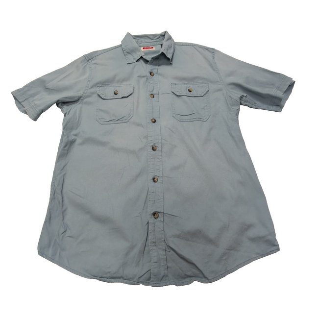 Chemise Wrangler bleu uni manches courtes taille M #99e