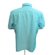 Chemise Nautica XXL/3XL Bleu Turquoise Uni Ramie (lin) Coton Manches Courtes