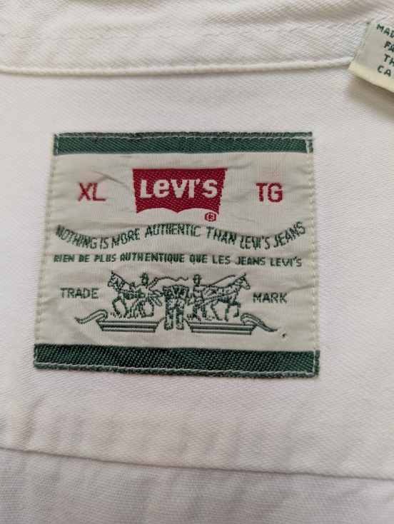 CHEMISE LEVI'S Jean Blanc Denim XL TG Homme Vintage 2 Poches Coton