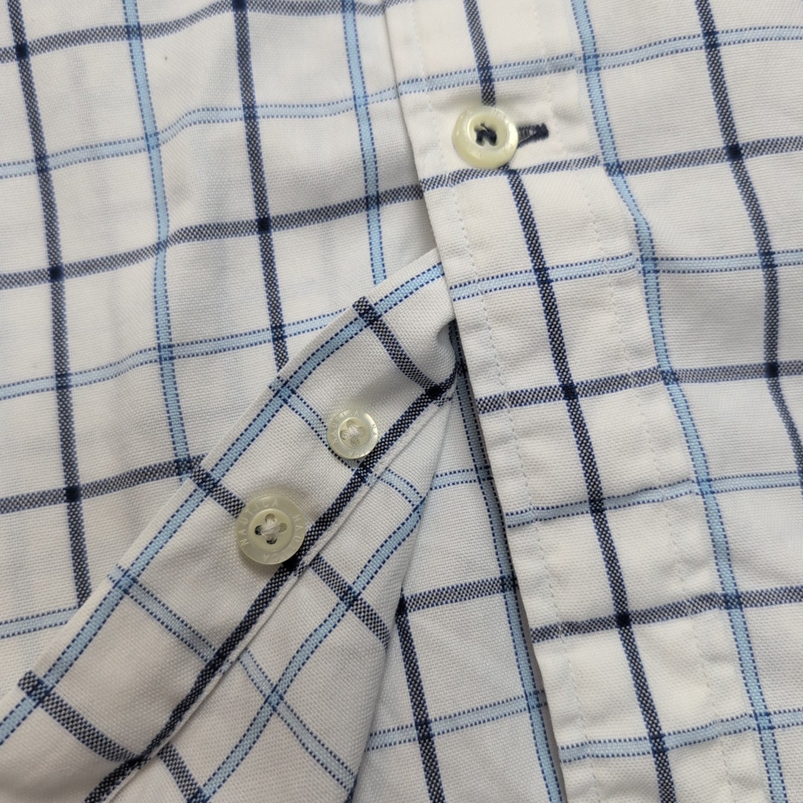 Nautica Chemise Vintage Blanche Carreaux Bleus Manches Longues Homme 3XL