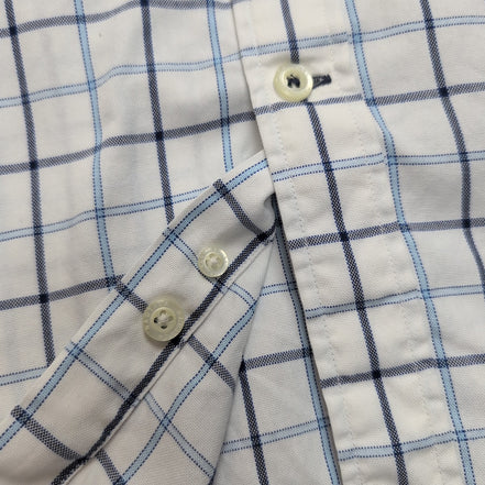 Nautica Chemise Vintage Blanche Carreaux Bleus Manches Longues Homme 3XL