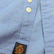 Chemise CHAPS vintage bleu uni logo brodé manches longues homme taille XL
