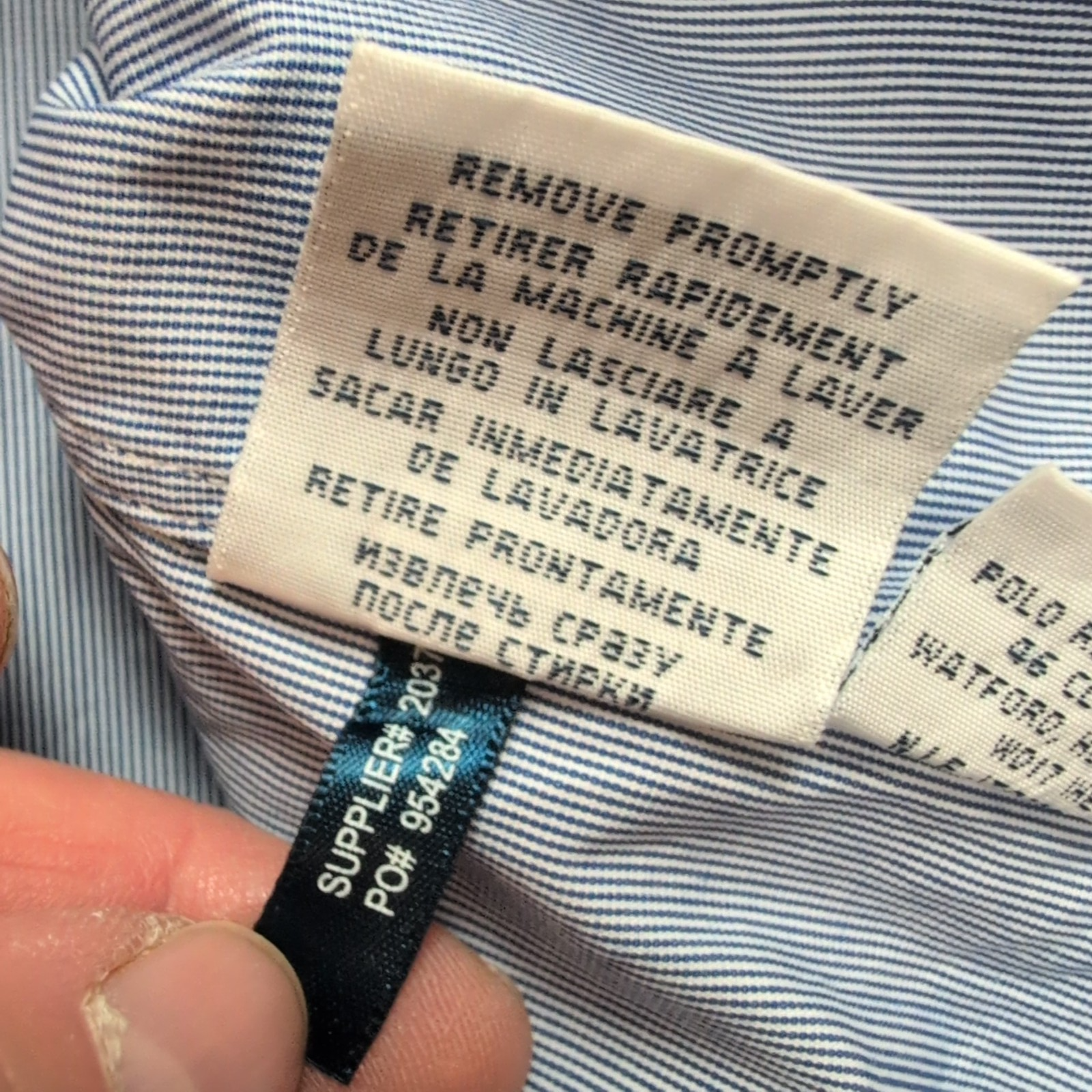 Chemise Polo Ralph Lauren Custom Fit XL Rayures Bleues Manches Courtes