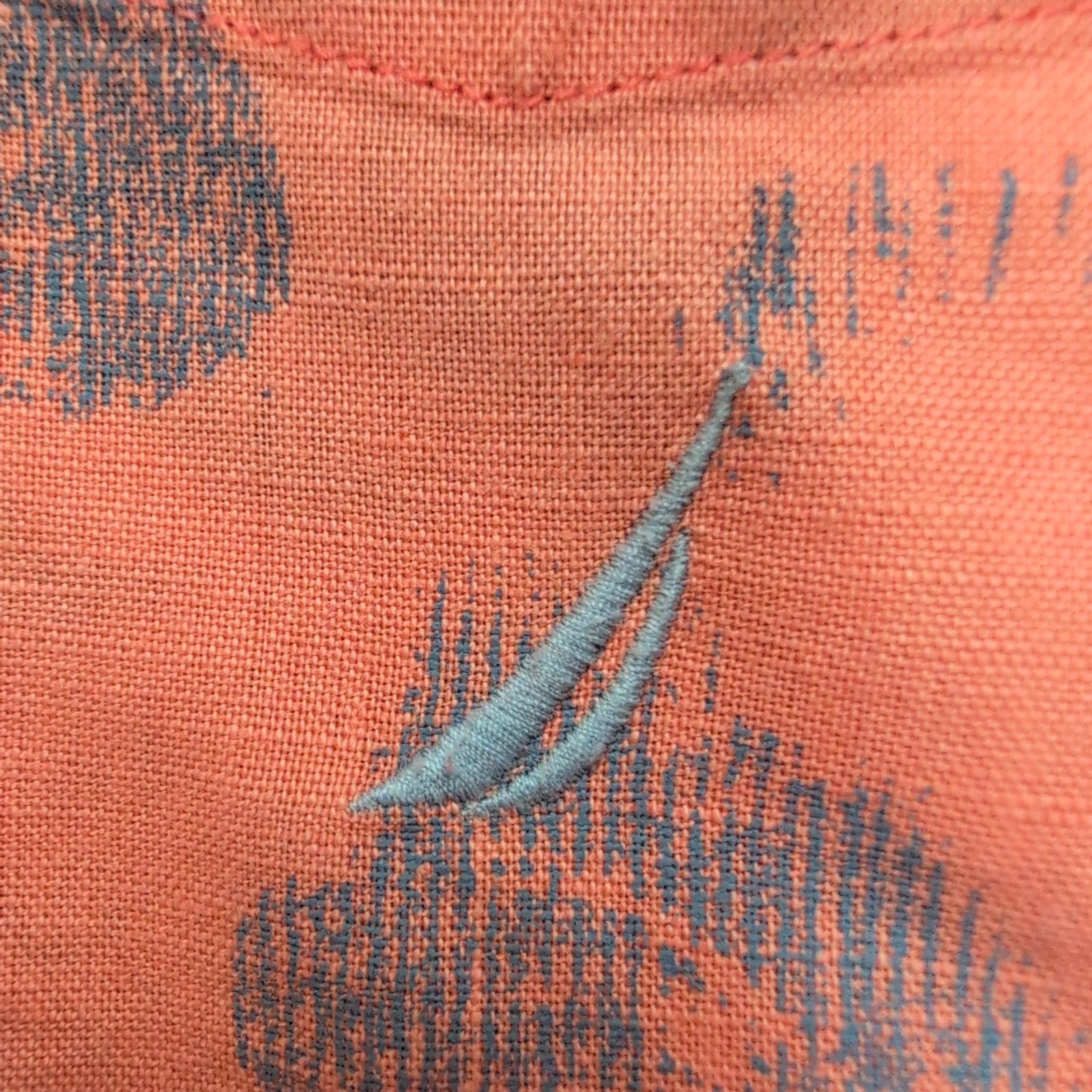 Chemise Hawaïenne Nautica XL Lin Coton Orange Saumon Coquillages manches courtes