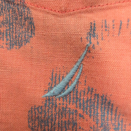 Chemise Hawaïenne Nautica XL Lin Coton Orange Saumon Coquillages manches courtes