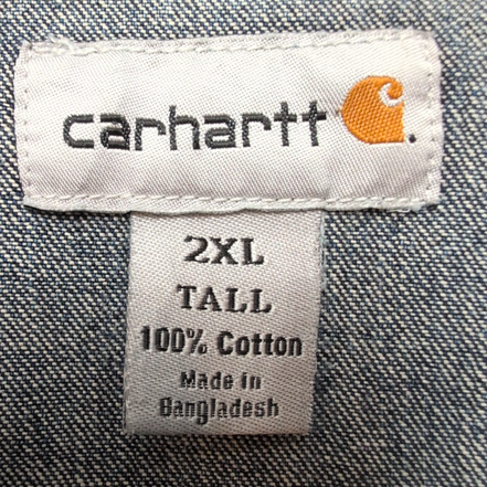 Chemise Carhartt 2XL Western Denim Épais Bleu Pression Vintage