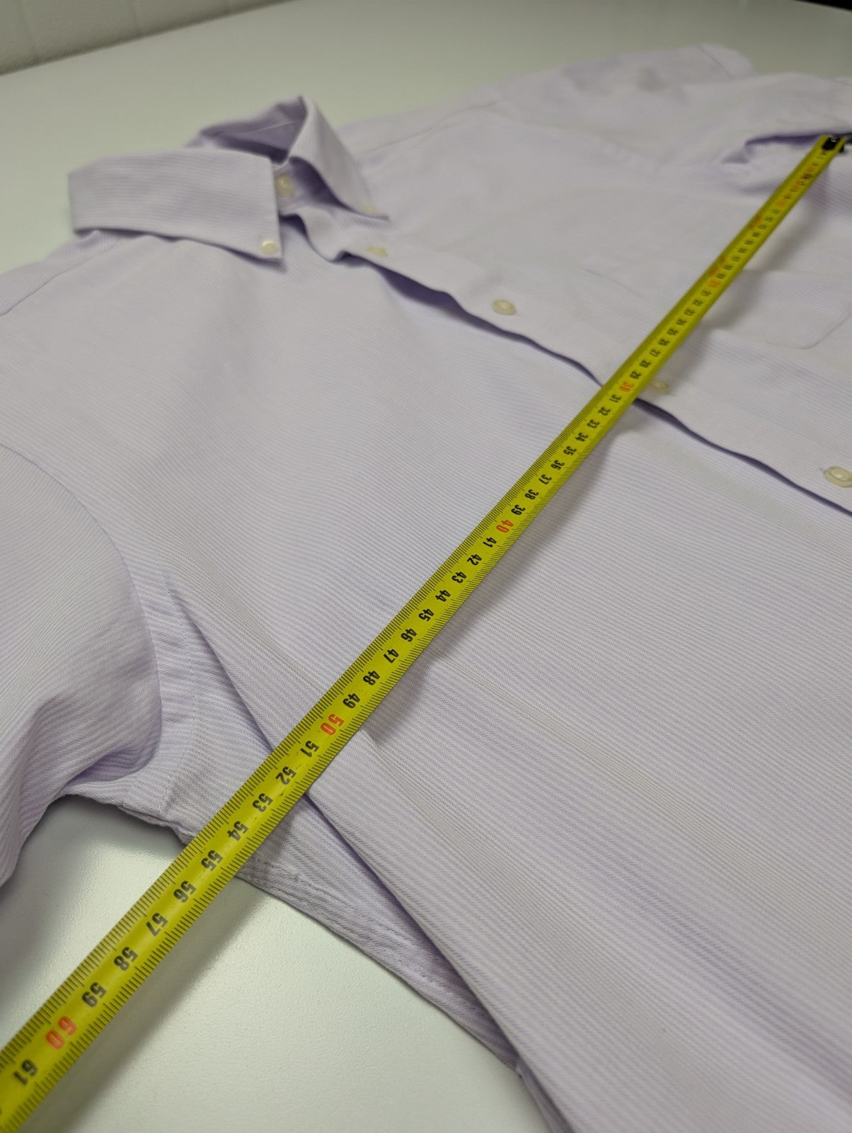 Chemise CHAPS lila violet uni manches courtes taille L Homme