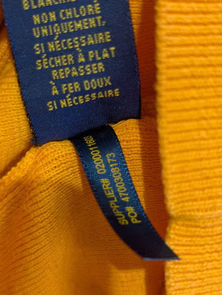 Pull Polo Ralph Lauren orange col V logo bleu Pima Cotton taille S