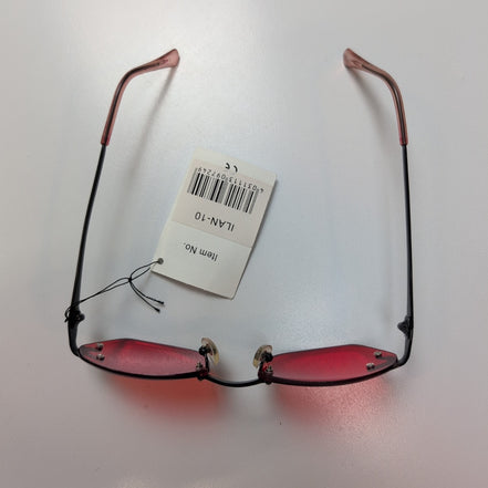Lunettes de soleil Cyber Y2K Verres Rouges Branches Fines Métal Noir Mat