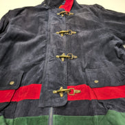 🌟 OUTBROOK Manteau / Veste Longue Nubuck Cuir VÉRITABLE BLEU MARINE T. 2XL |44c