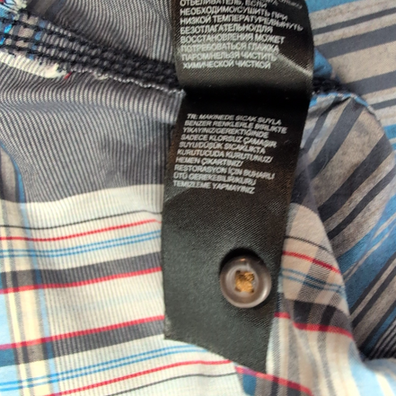 Chemise The North Face XL Bleu Gris Carreaux Nylon Col Officier Manches courtes