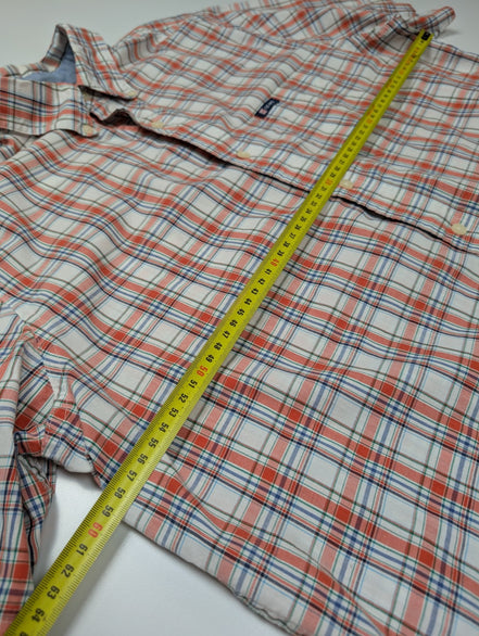 Chemise CHAPS orange manches courte à carreaux taille L 1 poche homme
