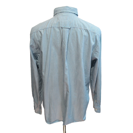 Chemise Nautica XL Bleu Marine Turquoise Carreaux 100% Coton manches longues