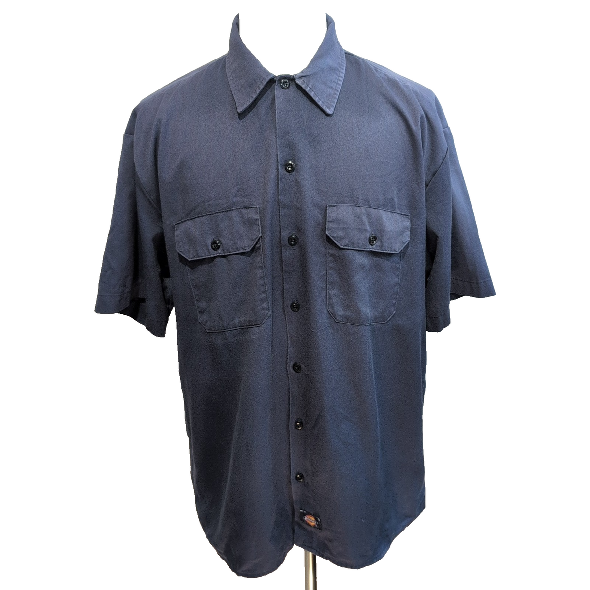 Chemise Dickies XL Bleu Marine Workwear Manches Courtes 2 Poches Logo