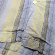 Chemise Breakwater 2XL Lin Vert Bleu Rayures Manche Courte Grande Taille