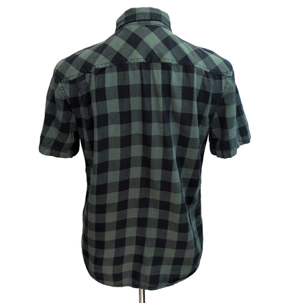 Chemise Harley Davidson flanelle M kaki noir carreaux manches courtes vintage