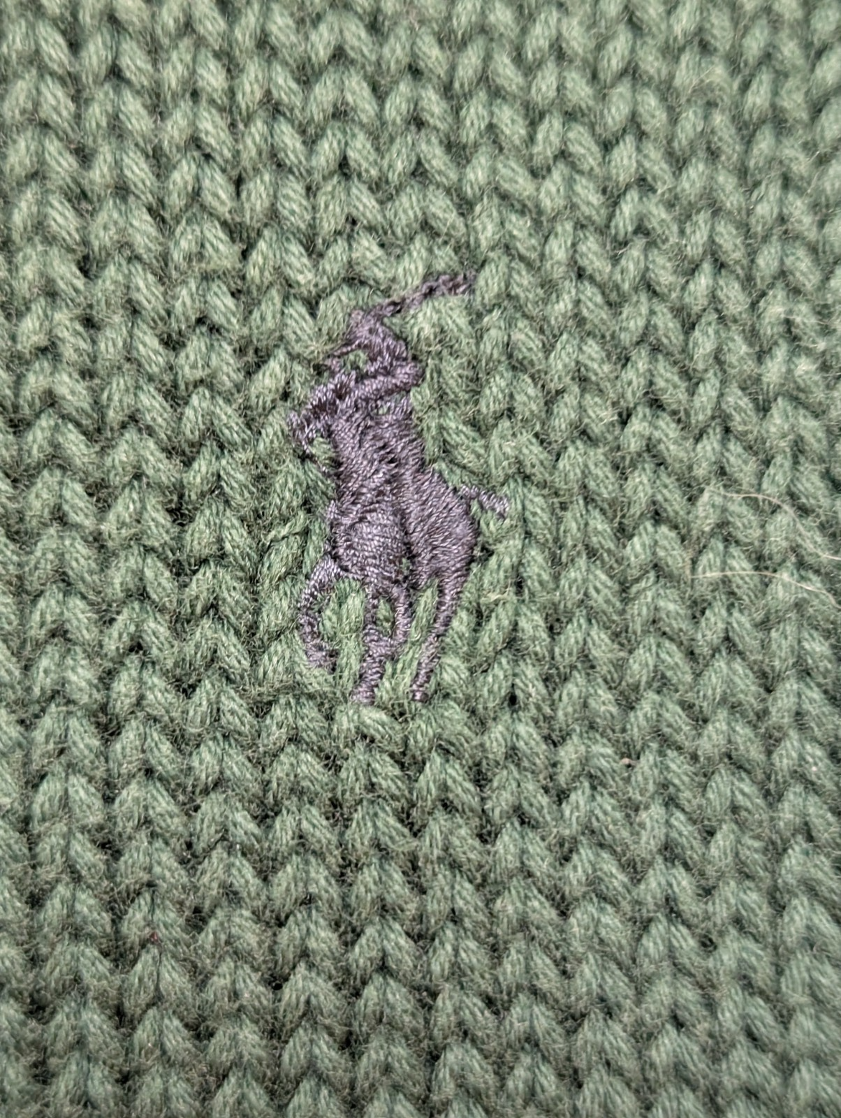 Pull POLO RALPH LAUREN Homme XL Vert Forêt Grosse Maille Logo Marine Vintage