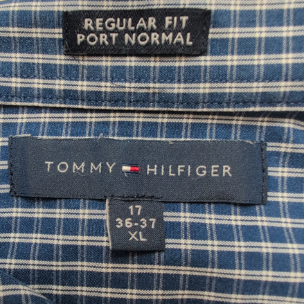 Chemise Tommy Hilfiger Bleu Foncé à Carreaux Manches Longues 1 Poche - Taille XL