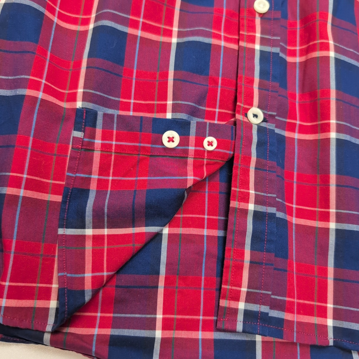 Chemise Nautica XL Made in Mauritius Carreaux Rouge Bleu manches longues