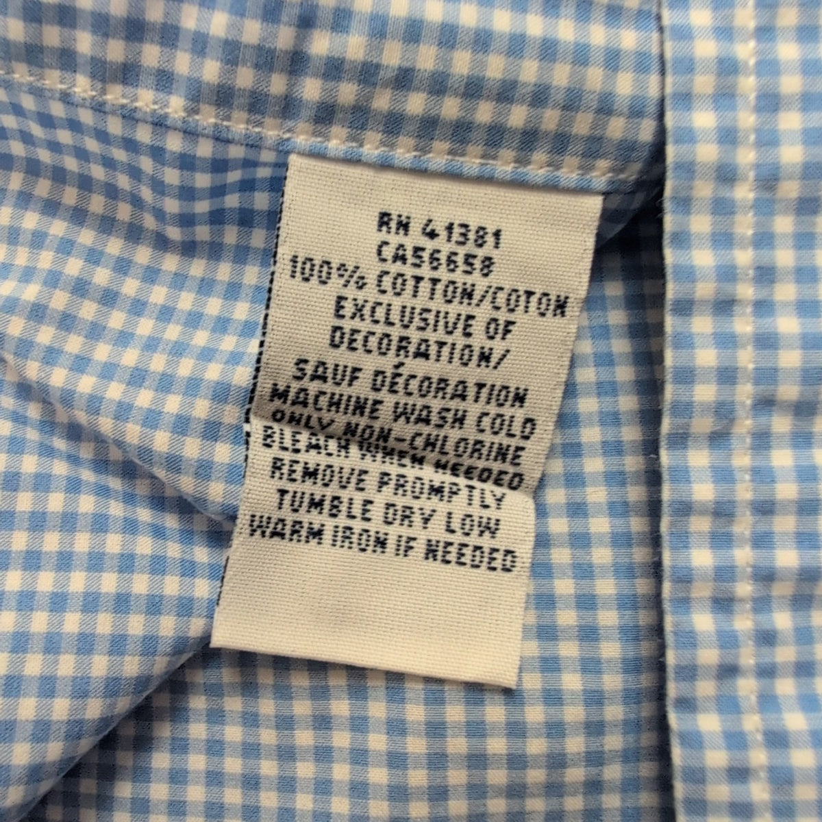 Chemise Ralph Lauren M Bleue Carreaux Coton Manches Courtes Logo Rose
