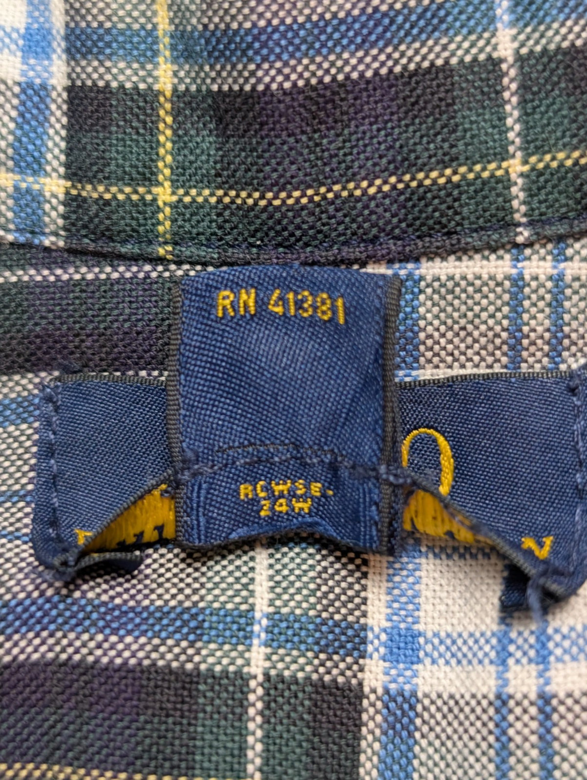Chemise Polo Ralph Lauren Enfant L 14-16 Ans Carreaux Vert Bleu Logo Jaune