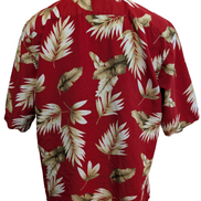 Chemise Hawaïenne Rouge - Motif Feuillage Tropical - Taille L/XL