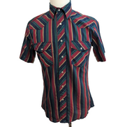 Chemise Wrangler Western Manches Courtes à Rayures et Pressions Taille S