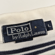 Polo manches courtes Polo Ralph Lauren blanc rayures bleu écusson golf taille L