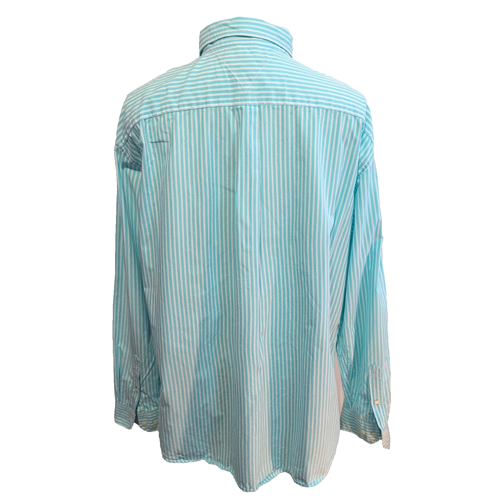 Chemise Tommy Hilfiger Homme XXL Turquoise Blanche Rayée Coton Poche