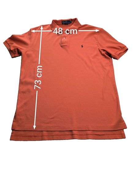 Polo manches courtes Polo Ralph Lauren M orange 100% coton logo bleu marine