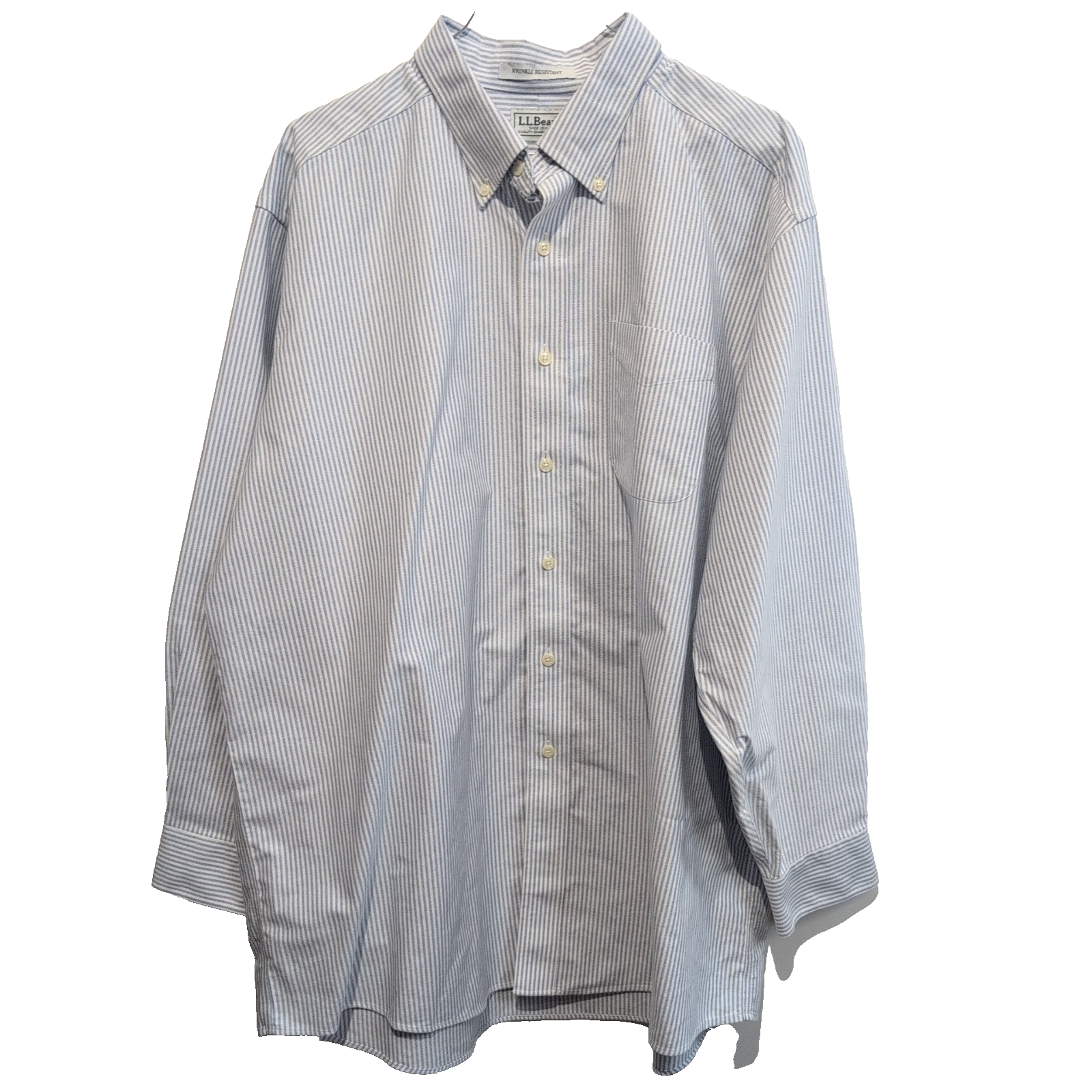 Chemise L.L. Bean bleue à rayures manches longues taille XL