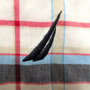 Chemise Nautica M Carreaux Bleu Gris Rouge Coton Manches Courtes