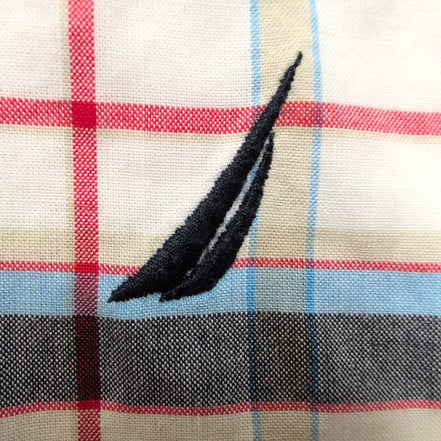 Chemise Nautica M Carreaux Bleu Gris Rouge Coton Manches Courtes