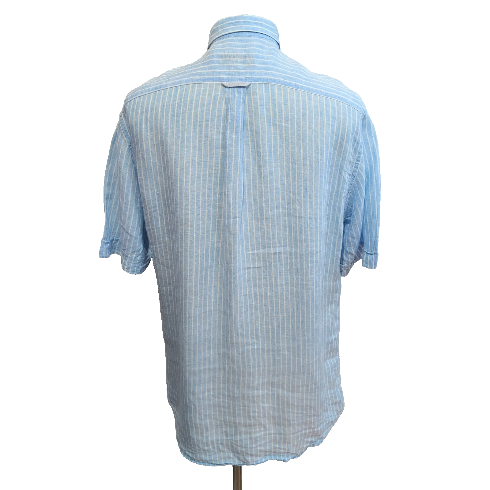 Chemise BARBOUR Homme M Lin Bleu Ciel à Rayures Manches Courtes Poche
