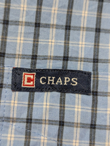 Chemise CHAPS manches courtes bleu à carreaux taille XL #233msch