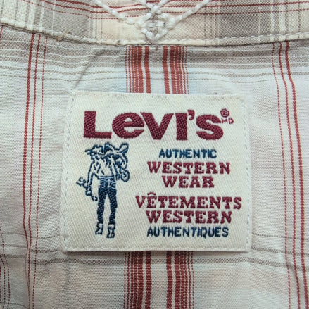 Chemise Levi's Western vintage rouge blanc carreaux Bouton pression coton M
