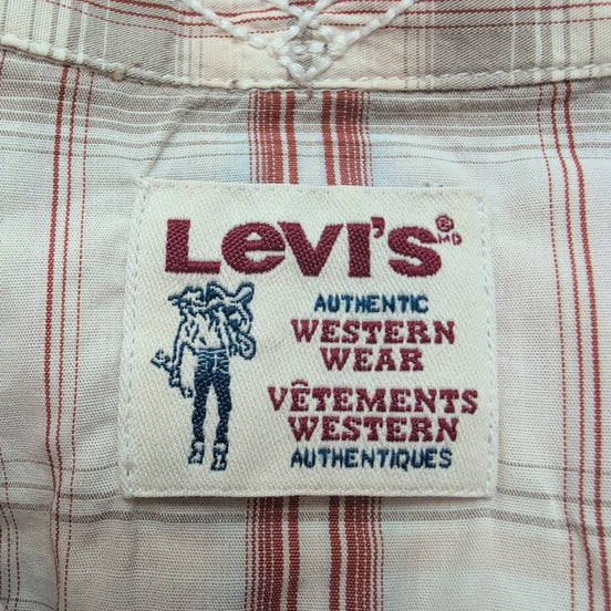 Chemise Levi's Western vintage rouge blanc carreaux Bouton pression coton M