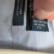 Chemise Polo Ralph Lauren Curham Custom Fit XL Bleu Col Blanc Rayée