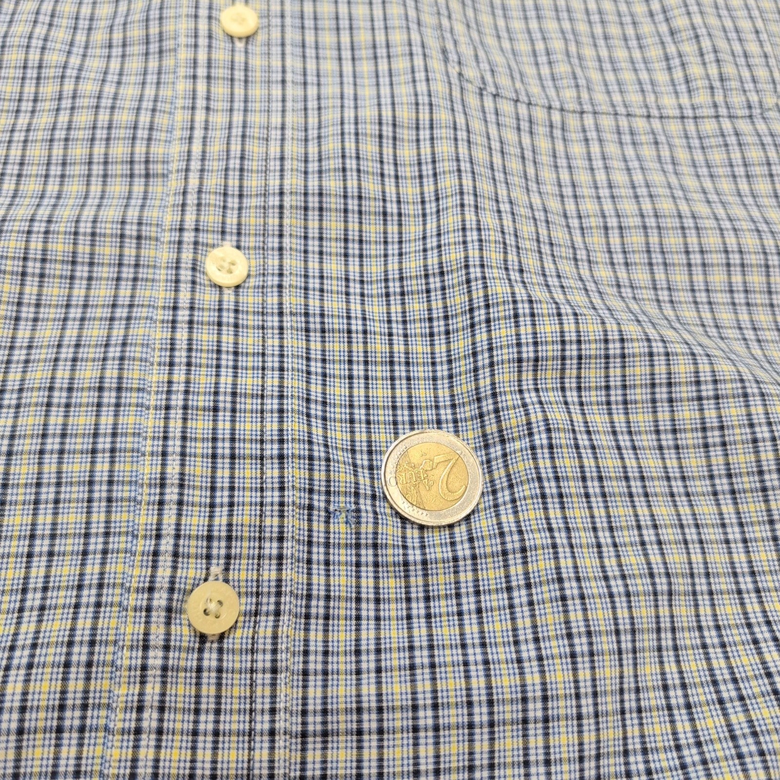 Chemise CHAPS noire et jaune à carreaux manches courtes taille XL #15e