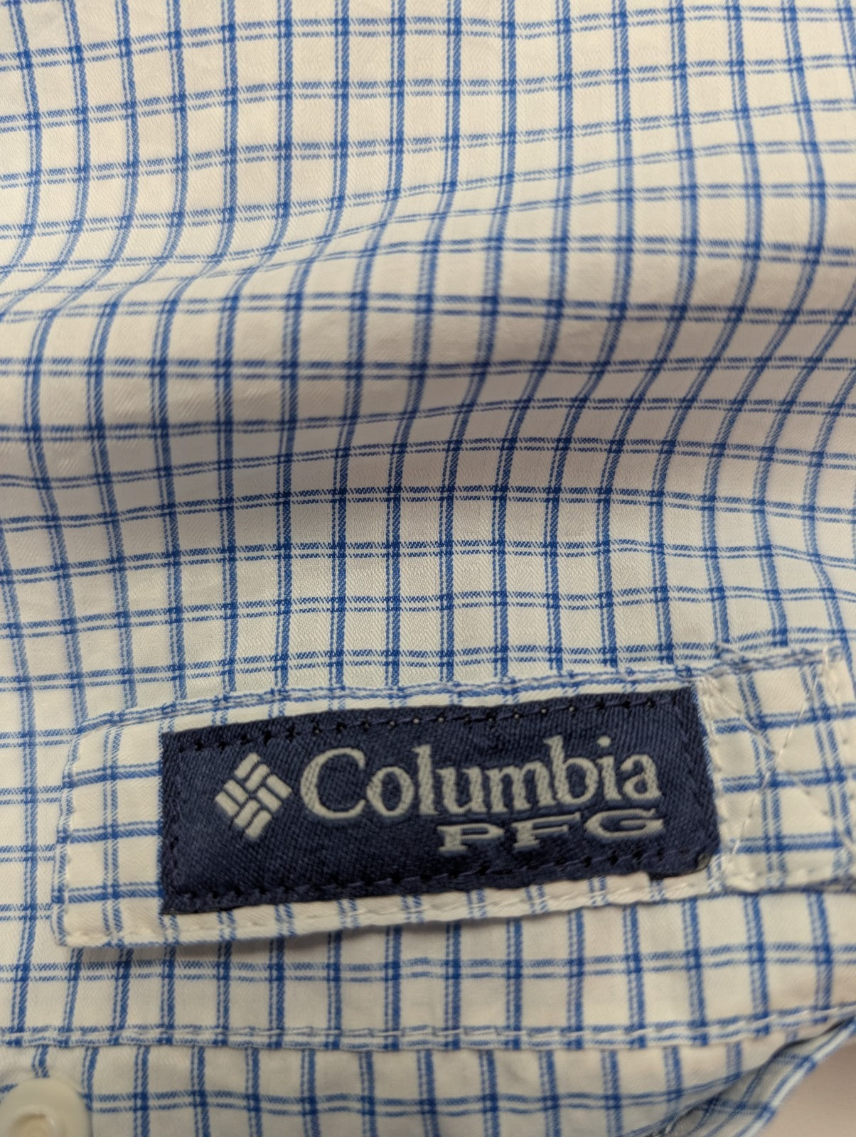 Chemise Columbia PFG bleu et blanche à carreaux taille L #286msch