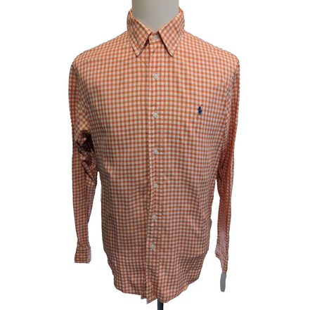 Chemise Polo Ralph Lauren L Orange Carreaux Custom Fit Cintrée Button Down Shirt