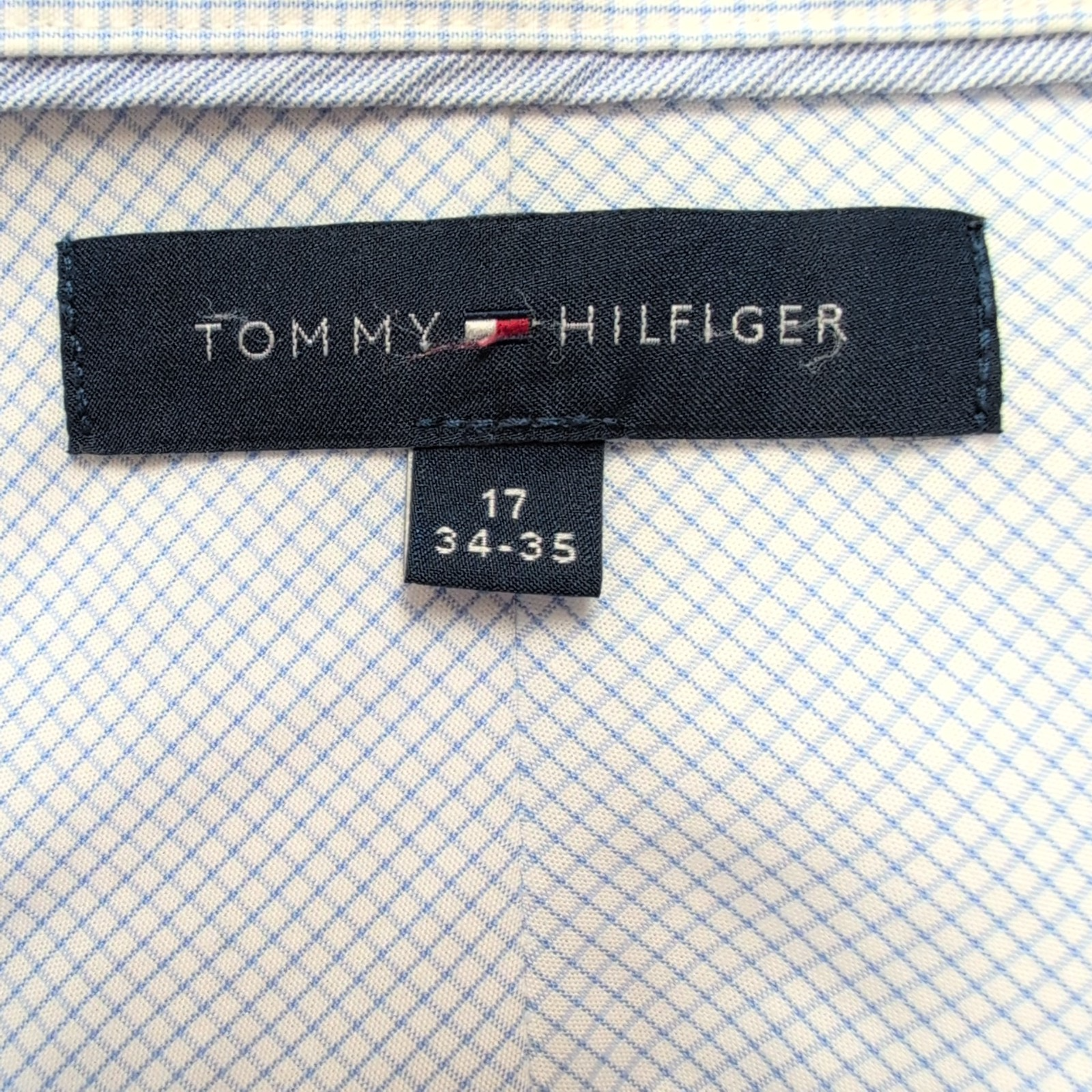 Chemise Tommy Hilfiger bleue petits carreaux manches longues XL XXL