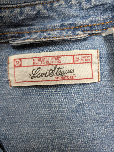 Chemise LEVI'S Jean Denim Bleu Clair Manches Longues Boutons Métal - Taille L