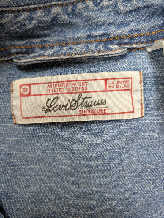 Chemise LEVI'S Jean Denim Bleu Clair Manches Longues Boutons Métal - Taille L