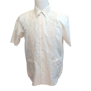 Chemise Hawaïenne Red Horse M Blanc Cassé 2 Poches Panama Brodée Vintage